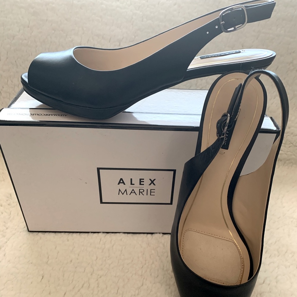 Navy Blue Peep Toe Slingback